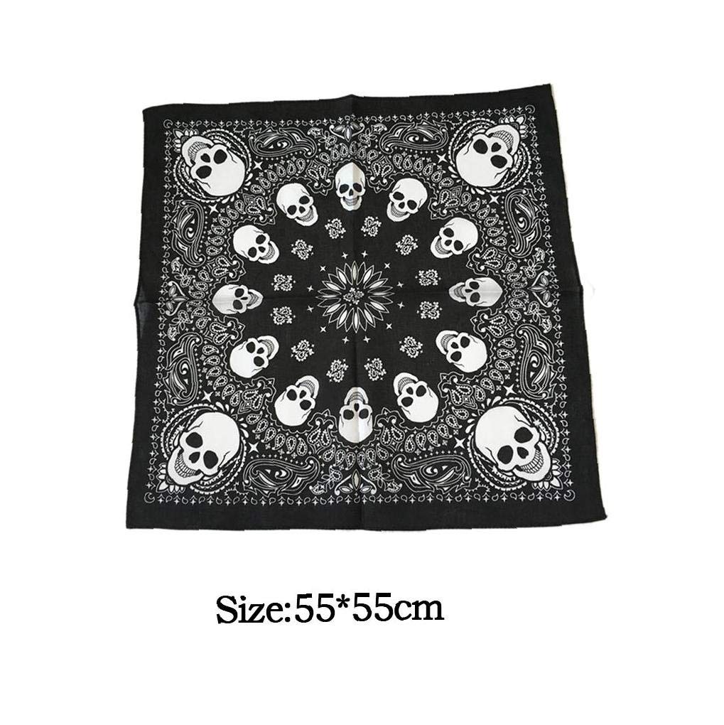 Amazon.co.jp: スカーフ スカル柄 ヘッドスカーフ 綿 正方形 スクエア