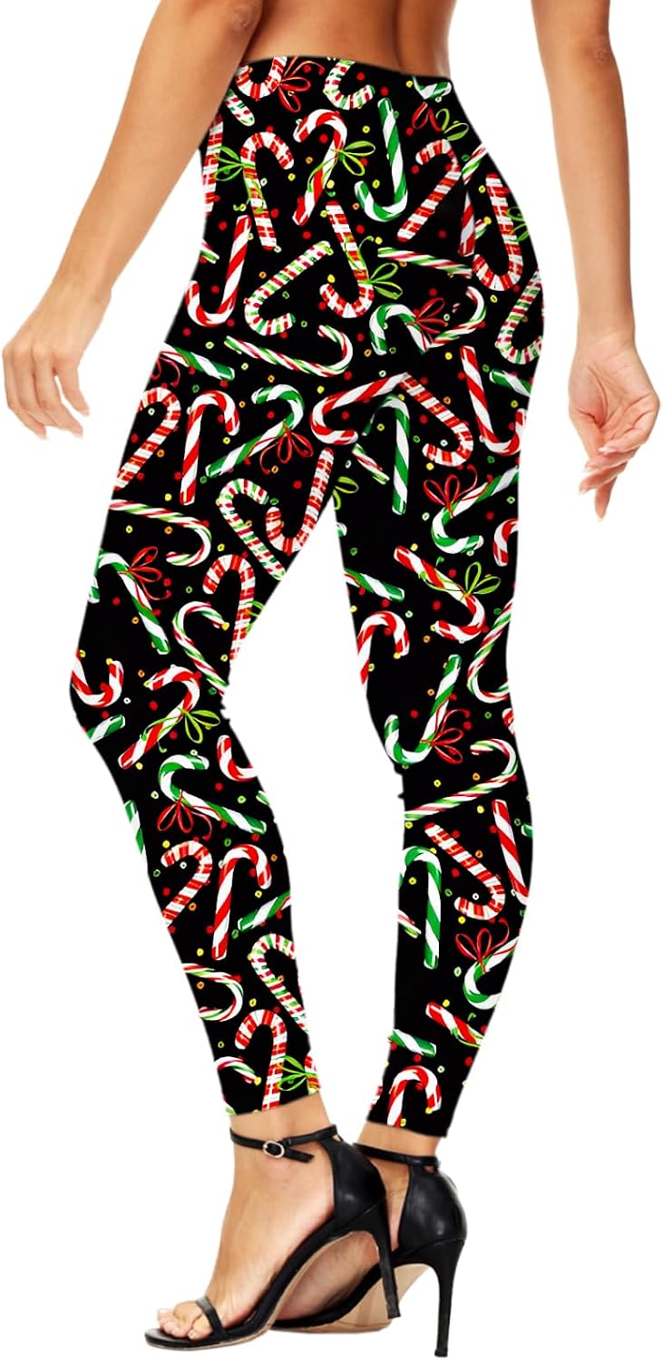 Deerose Womens Christmas Leggings High Waist Xmas Tight Holiday Skinny Pants