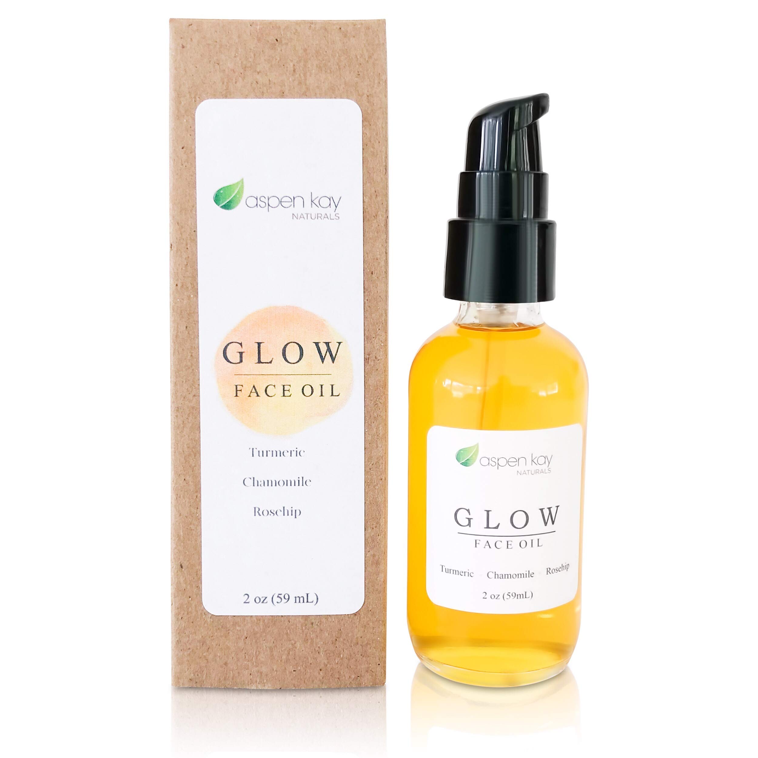 Glow - Turmeric & Rosehip Face Oil, Natural & Organic Face Moisturizer for Sensitive Skin - Anti-Aging Facial Serum - 2 oz