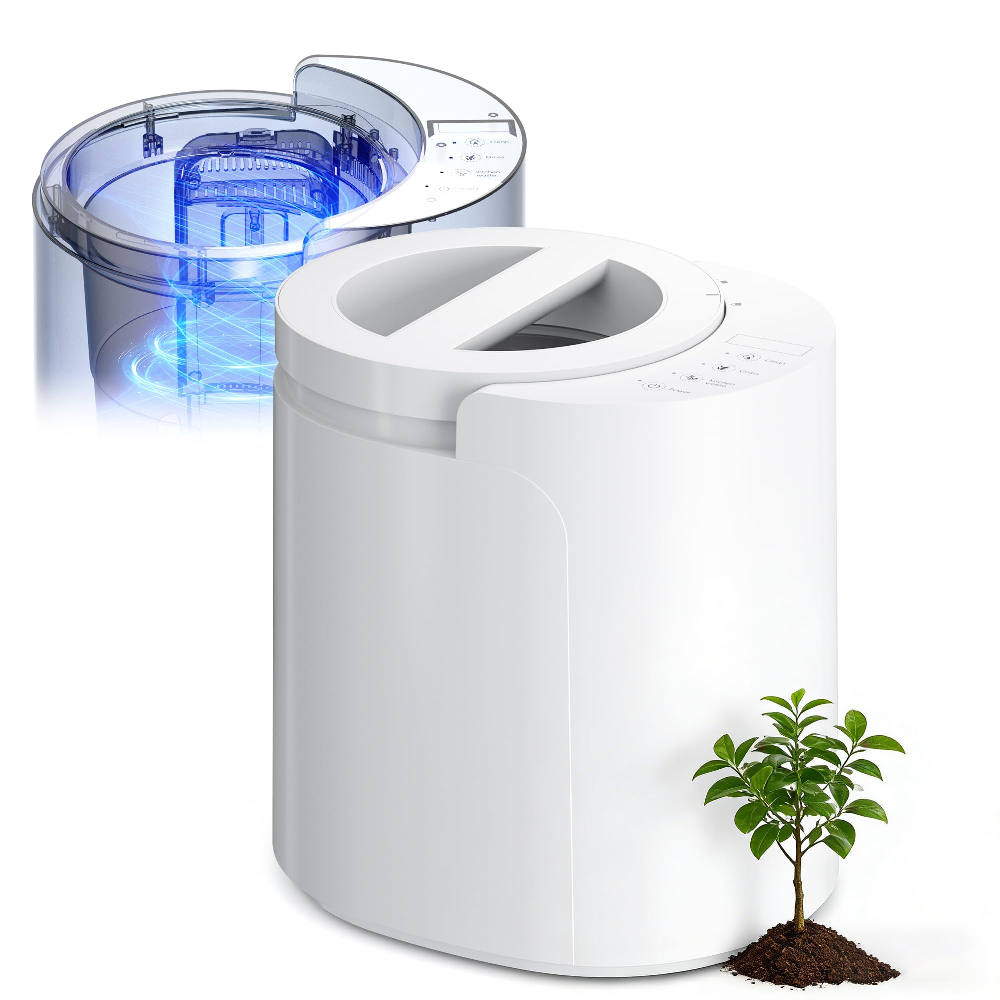 LUBBYGIM Electric Composter for Kitchen, 2.5L Smart Countertop Compost Bin, Auto-Cleaning & Odorless & Low Noise & Turn Food Waste into Fertilizer, Indoor Electric Food Waste Composter for Home Use