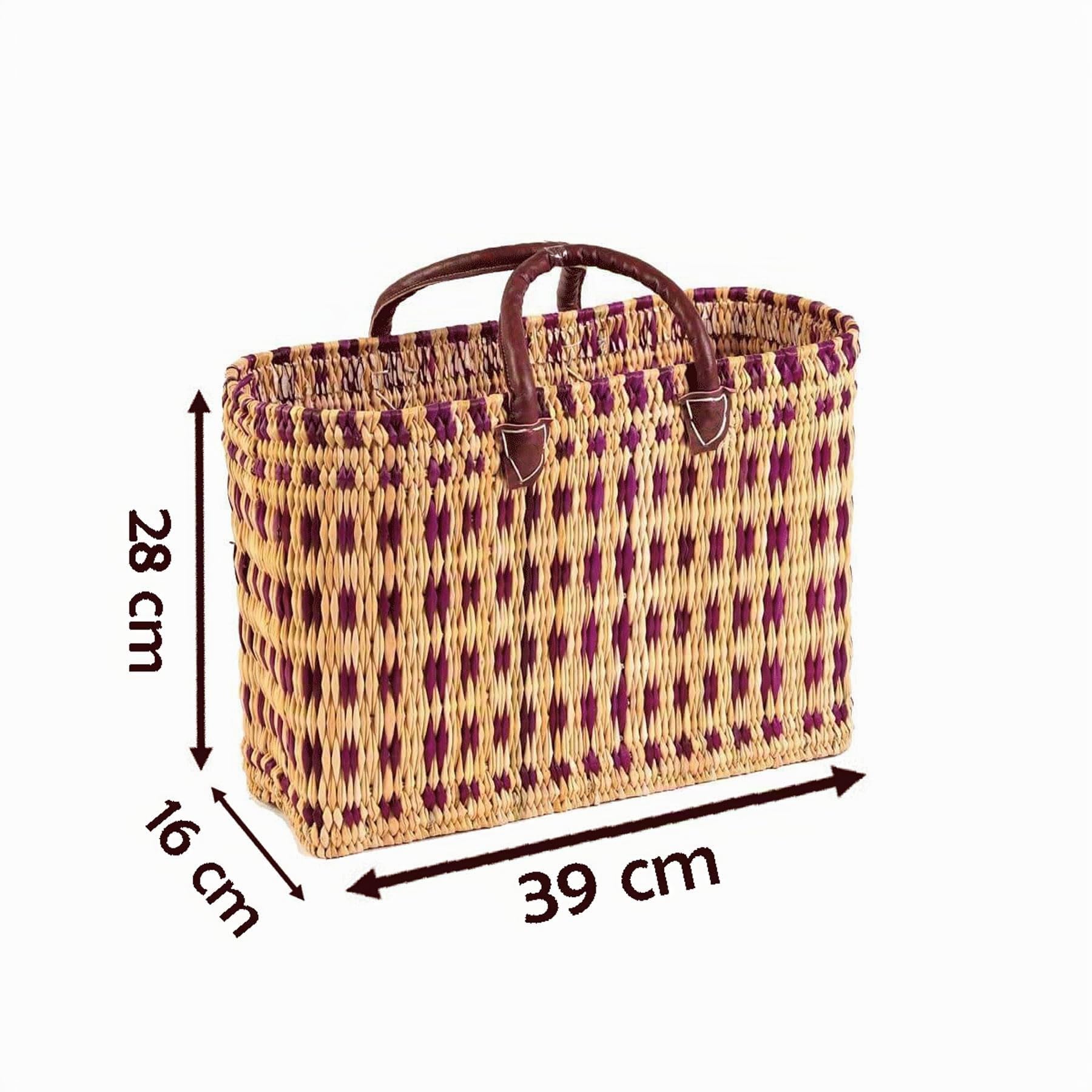 Simandra Seegras Korb, natur I Handgefertigte Korbtasche mit Trageriemen aus Leder I Abmessungen: 39 x 16 x 28 cm (L x B x H) I Herkunft: Marokko