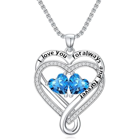 Christmas Gifts for Women, I Love You for Always and Forever Double Heart Birthston...