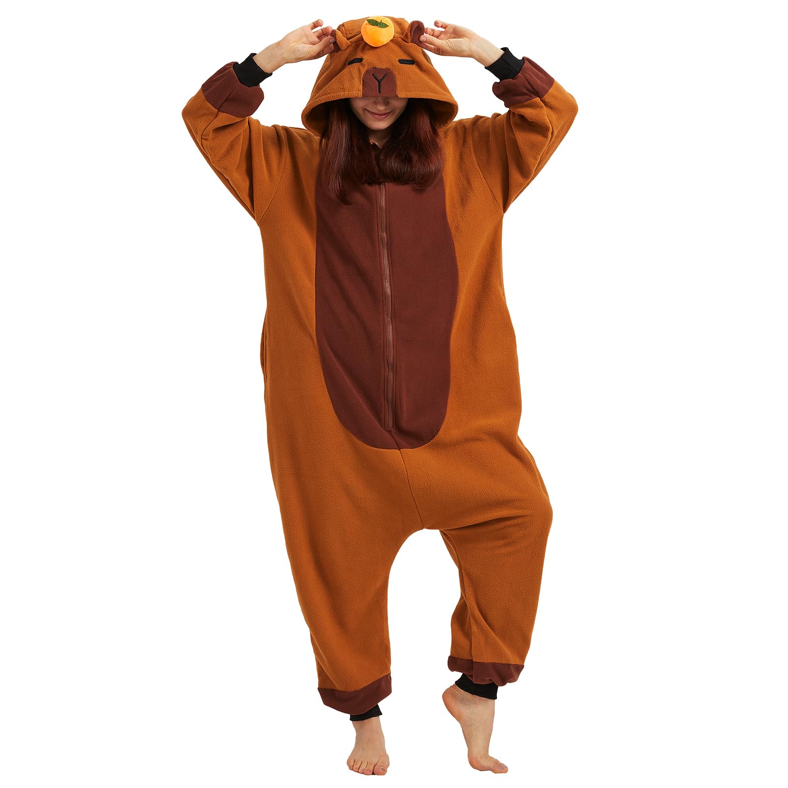 Capybara Onesie para adultos, pijama, Halloween, carnaval, disfraz, cosplay, carnaval, ropa de dormir de animales para mujer y caballero