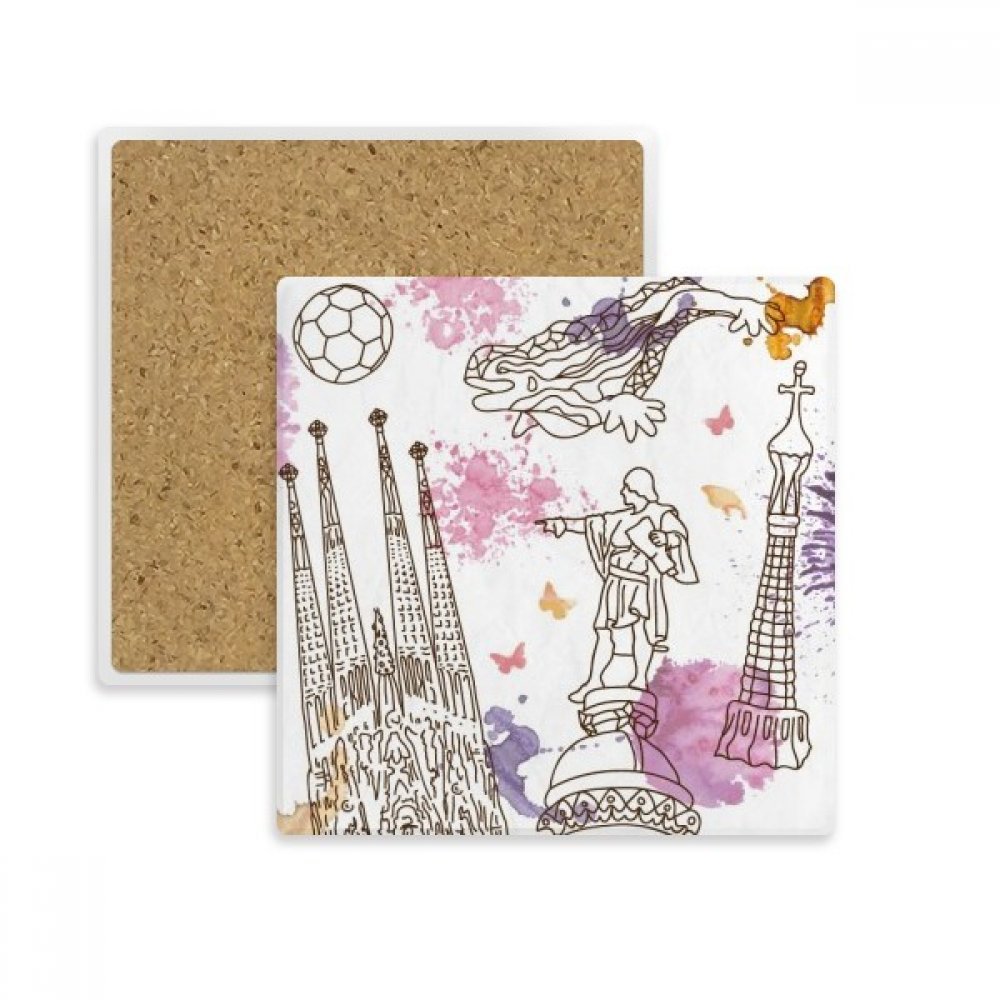 Dessous de verre Barcelone foot support tasse absorbant pierre Espagne