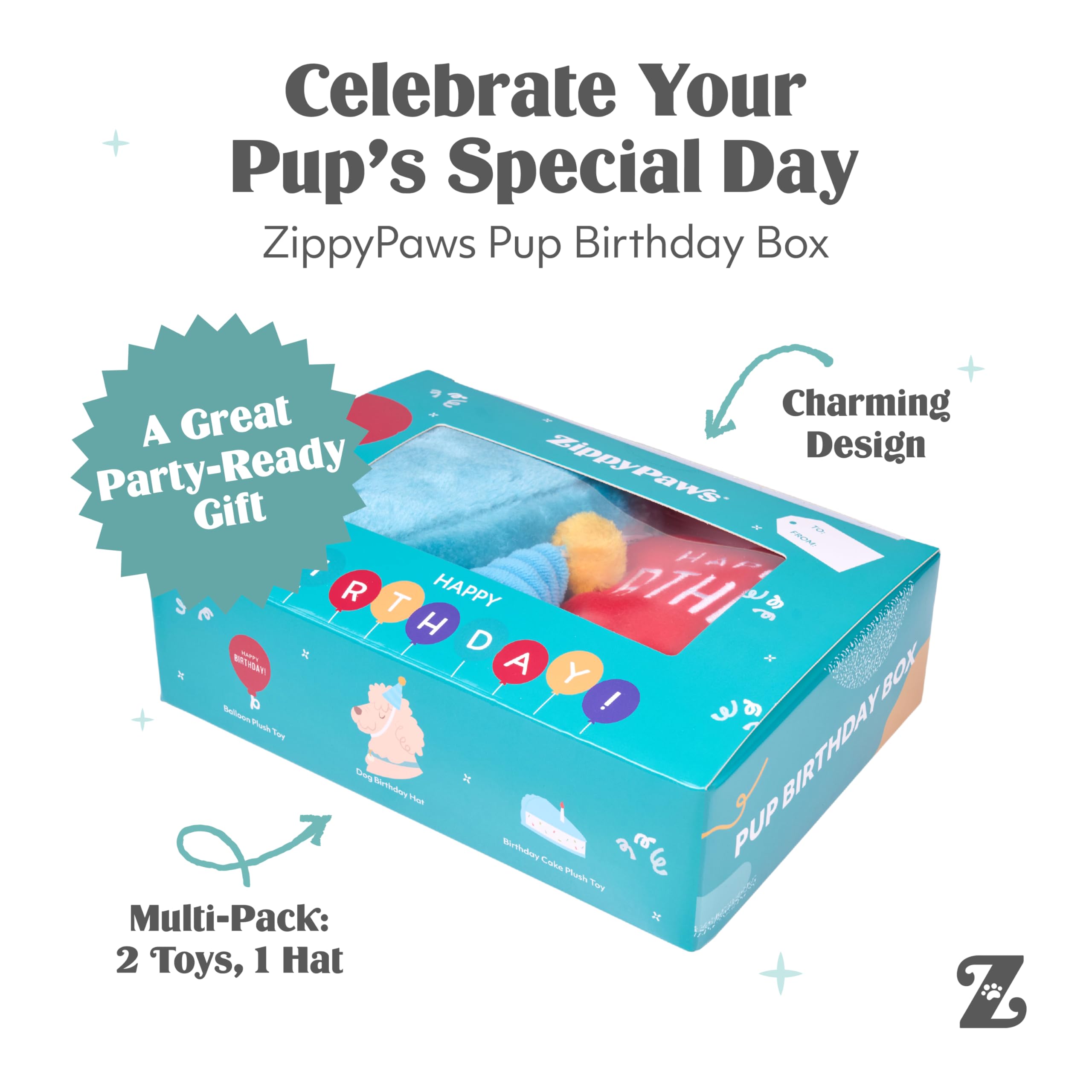 Pet Supplies : ZippyPaws Birthday Box - Dog Squeaky Toys to Keep