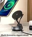 CloudValley 15W Support de chargeur de voiture sans fil, Nano Gel Aspirateur Support de téléphone magnétique pour iPhone 16/15/14/13, Poignée forte sur les surfaces dures, charge rapide, réglable 360° Mont de voiture