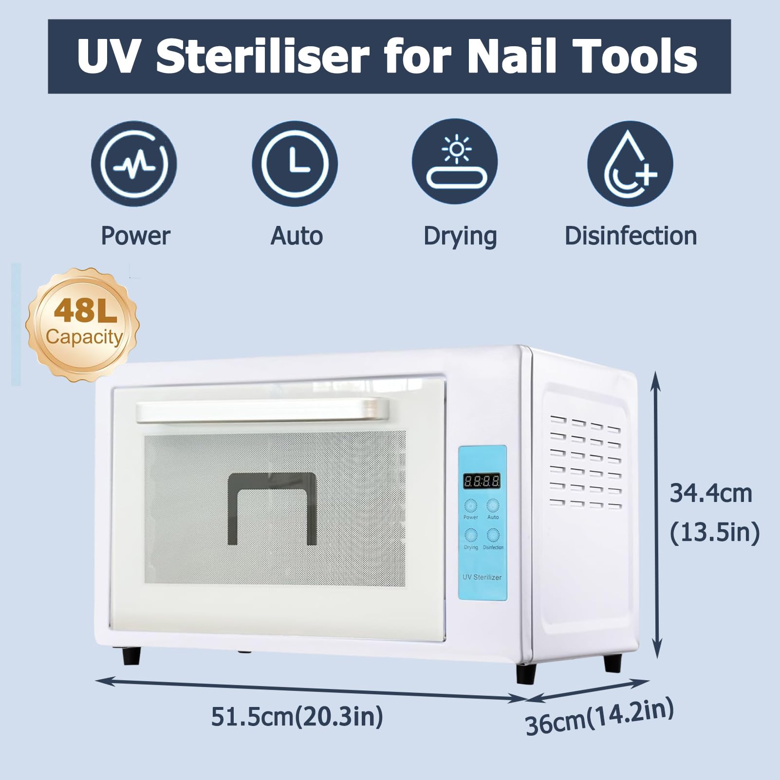 Gabinete esterilizador UV, dispositivo de desinfección multifunción para manicura y spas, gabinete de limpieza de alta temperatura y secadora para una desinfección eficaz