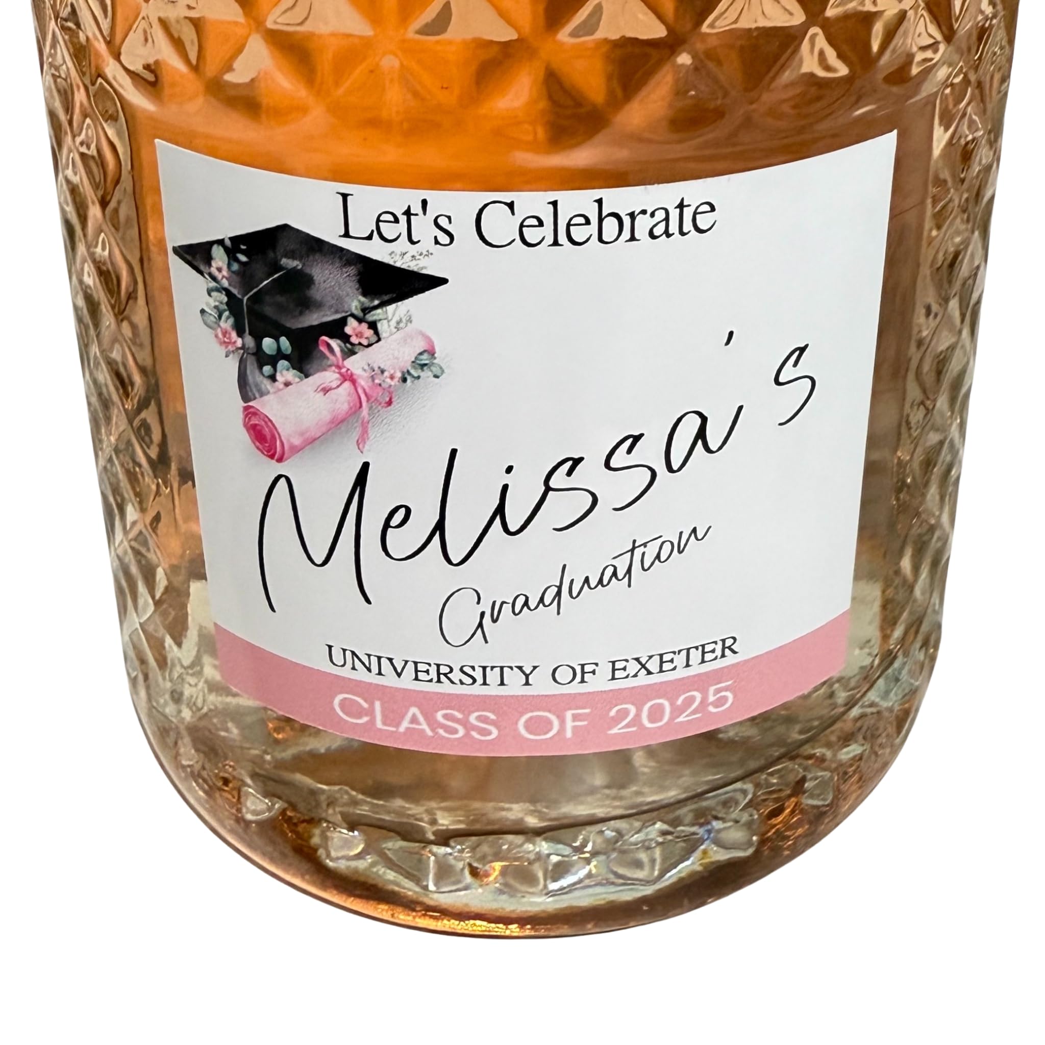 Personalised Graduation Celebration Prosecco Label Sticker. Gift Idea for Graduates in 2026. Enter the Name and University. - Label only (no Prosecco or Bottle Included)