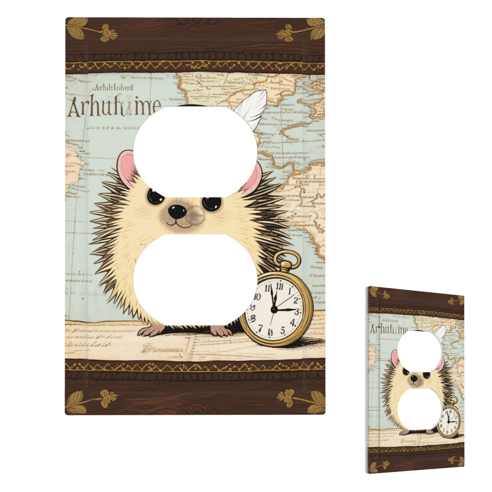 Fekiloot Duplex Funny Hedgehog Wall Plate Cover Modern Decorative 1 Gang Light Switch Cover Unbreakable Receptacle Outlet Covers For Living Room Bedroom Home Decor