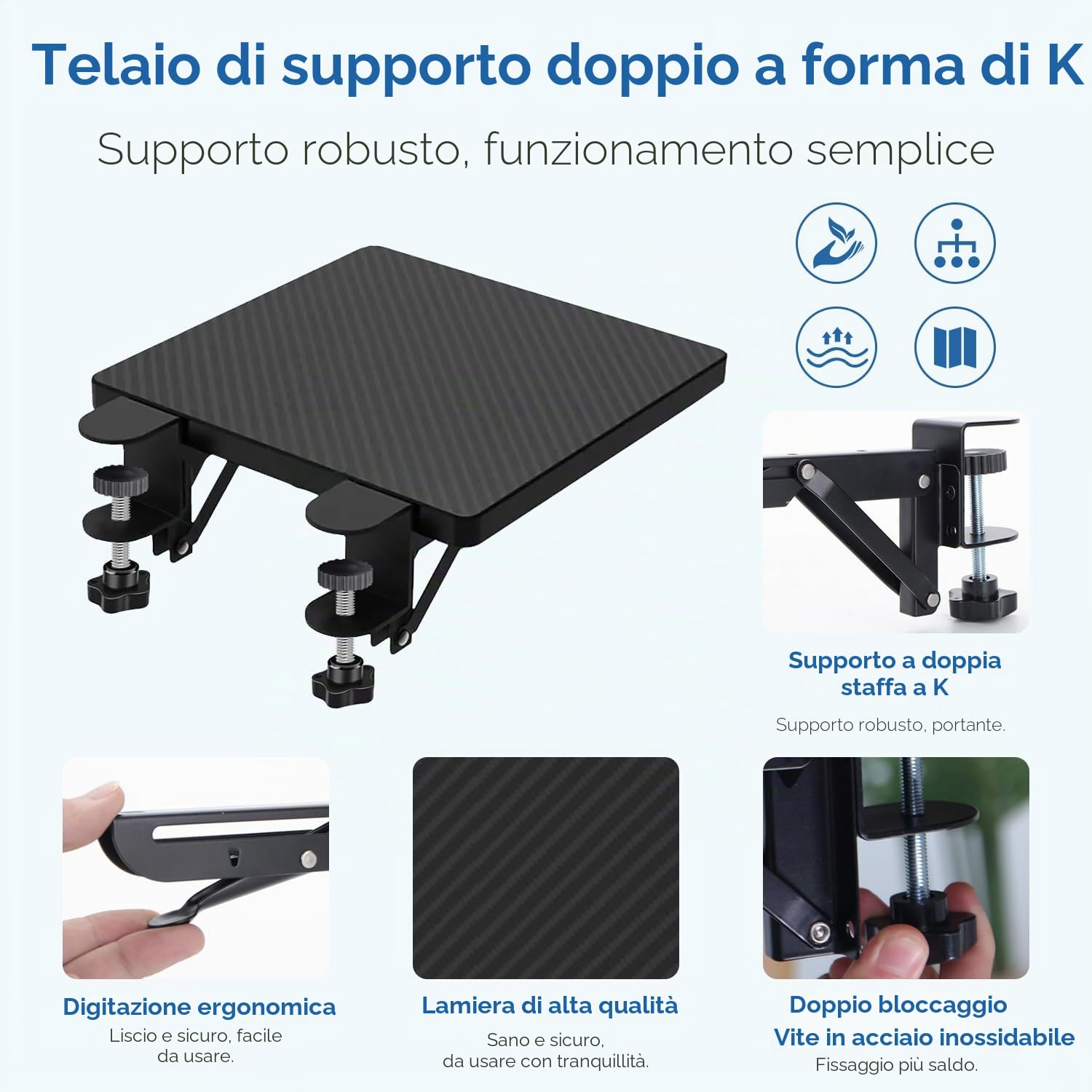 Supporto per Bracciolo per Computer, 20×24cm 90° Pieghevole Prolunga Ergonomica per Scrivania Supporto per Bracciolo da Scrivania, per Casa e Ufficio, Nero