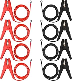 8 Pcs Electric Fence Wire Connect, 3 Ft Electric Fence Charger Solar Powered Fence Charger Fence Lead Copper Wire with Alligator Clip (Black+Red)