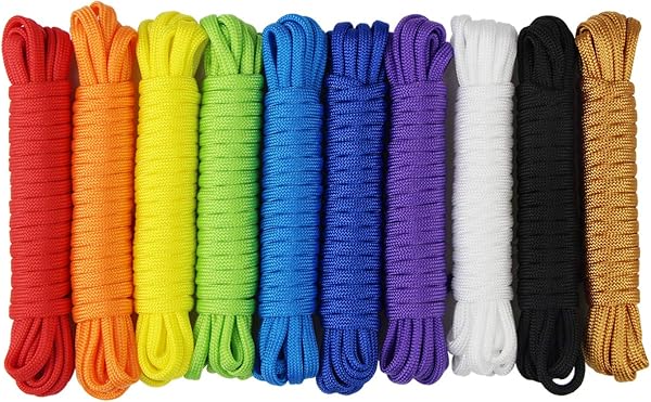 aufodara 10 Pezzi Kit per bracciali Paracord Corda da Paracadute Corda per Sopravvivenza Corda Set Fai da Te da intrecciare a Mano Outdoor Activities Camping Rope Cord Decorative Pendant Keyring - 1