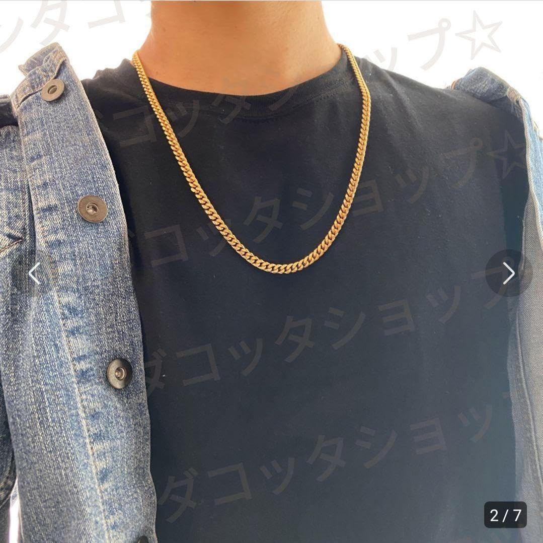 Amazon.co.jp: 10mm 60cm 金ネックレス 18kゴールド ステンレス製 