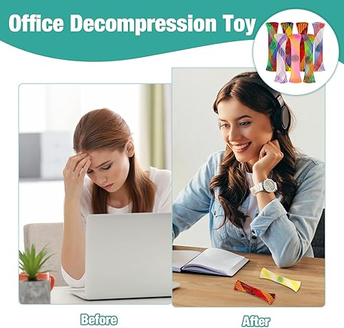 Miniatura 7 de YUQILIN 120 juguetes para ansiedad de malla con canicas a granel, para aliviar el estrés, sensoriales, coloridos, para niños y adultos, con TDAH,