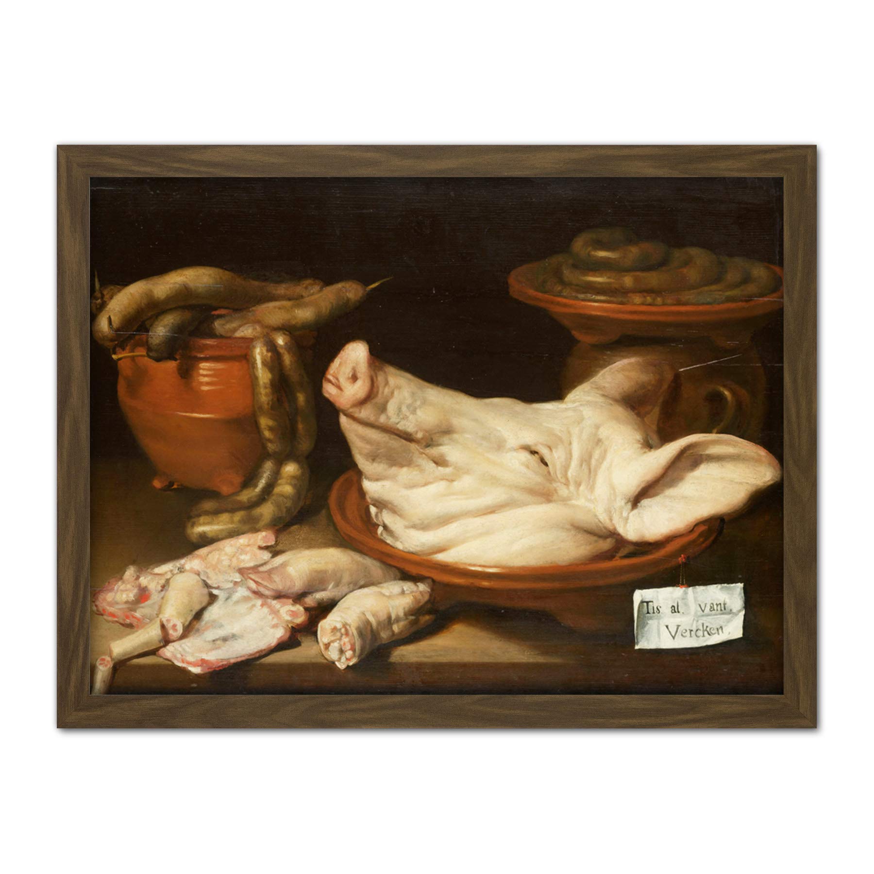Artery8 Monogrammist Jvr Still Life With Pig'S Head Artwork Framed Wall Art Print 18X24 Inch