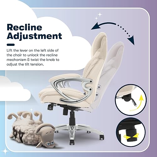 Miniatura 24 de Serta AIR Health and Wellness - Silla de oficina ejecutiva, respaldo alto, ergonómica grande y alta para soporte de madera, giratoria, cuero Negro