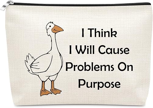 Sazuwu Funny Gifts for Goose Pet Animal Lovers Makeup Bag Animal Cartoon Gift Funny Emotional Support Best Friends Christmas Birthday Gifts for Women Female Goose Theme Gift Cosmetic Bag
