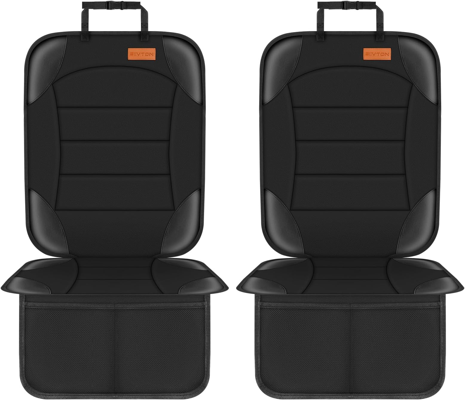 Siivton Car Seat Protector for Child Seat Cushion for Leather and Fabric Seats, 2 Mesh Pockets, Non-Slip Backing, Carseat Protectors for Vehicles, Baby, Pets (2 Pack)