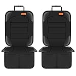 Siivton Car Seat Protector for Child Seat Cushion for Leather and Fabric Seats, 2 Mesh Pockets, Non-Slip Backing, Carseat Protectors for Vehicles, Baby, Pets (2 Pack)
