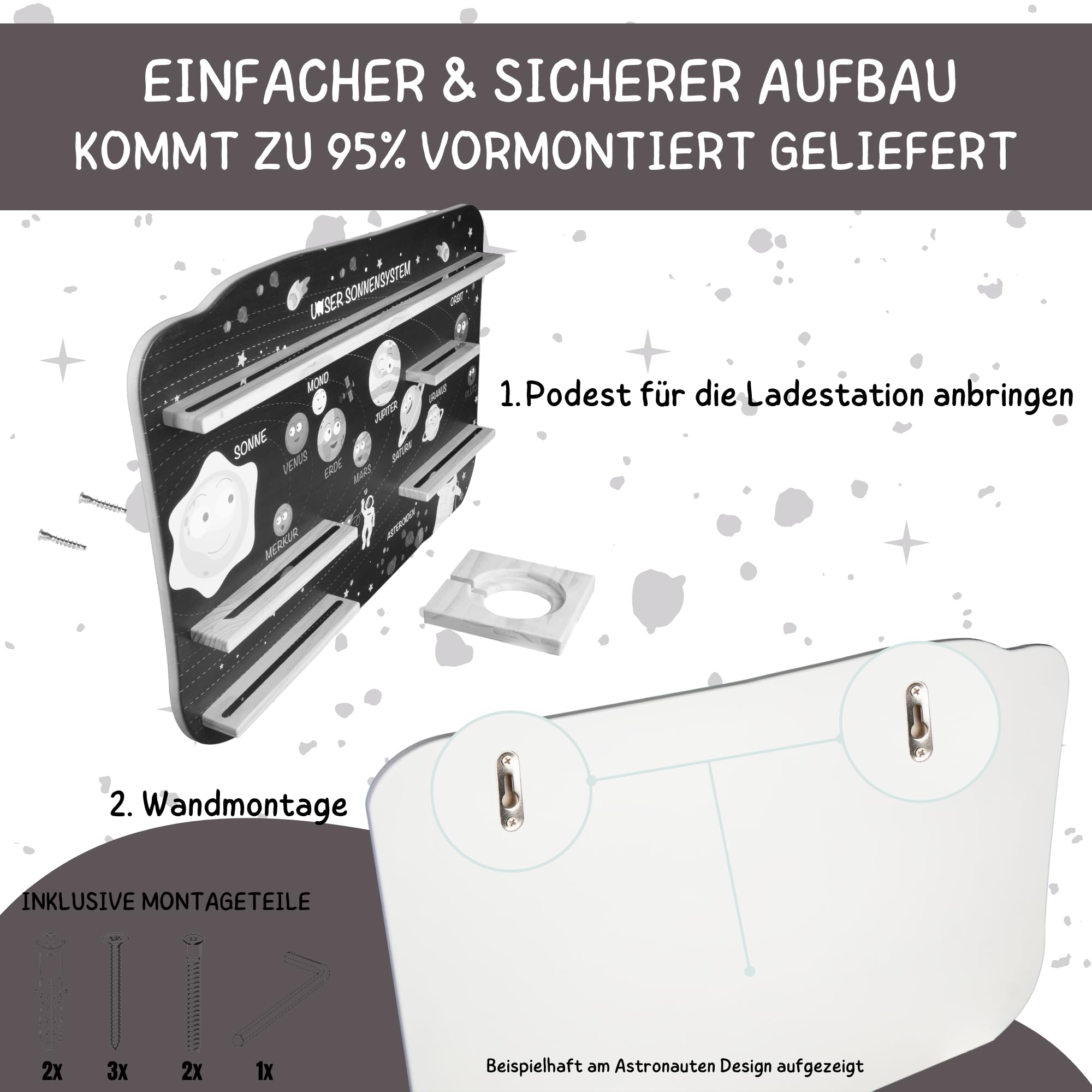 bunnyboo Toniebox Regal - für bis zu 45 Tonies - Testsieger 2024 - Magnetisches Regal für Toniebox und Figuren - geprüfte Qualität - Für Jungen und Mädchen (Astronaut)