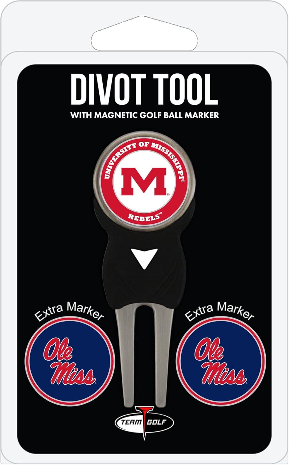 Team Golf NCAA Divot Tool with 3 Golf Ball Markers Pack, Markers are Removable Magnetic Double-Sided Enamel