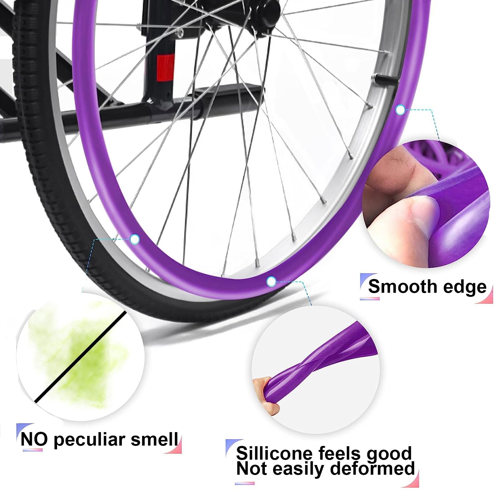 Wheelchair Cover - Fundas antideslizantes para llantas de silla de ruedas de 61 cm, 1 par de fundas protectoras para empujar la mano, accesorio duradero para silla de ruedas traseras