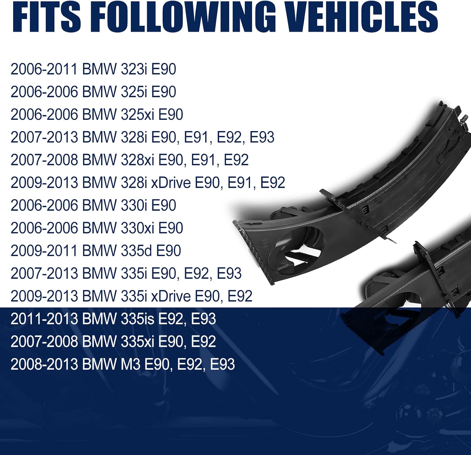 3Pcs Retractable Cup Holder for BMW 3-Series E90/E92 2006-2013 51459173469