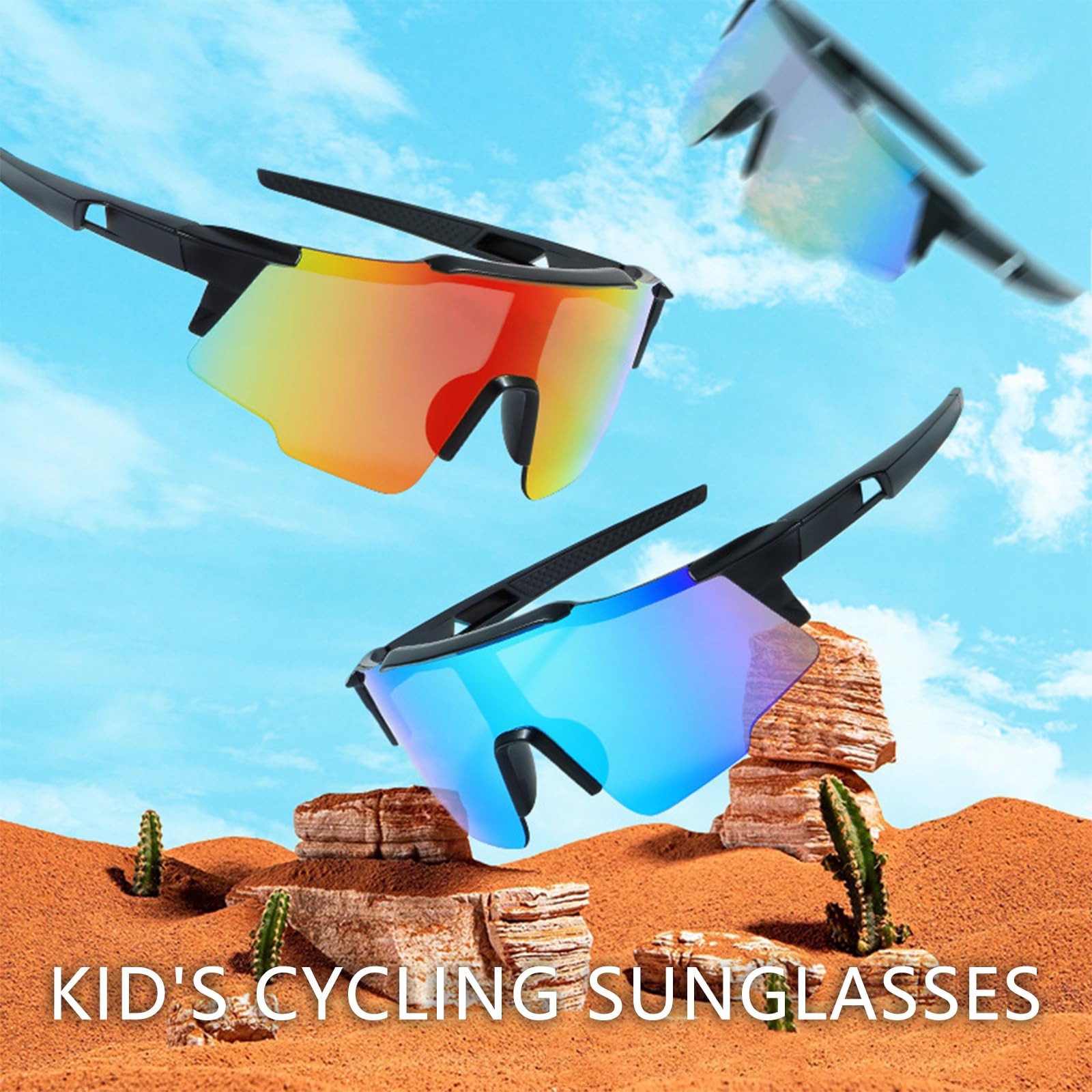 Polarisiert Sonnenbrille Kinder Fahrradbrille - Sportbrille UV400 Schutz Jugendliche Verspiegelt Sonnenbrillen für Jungen Mädchen