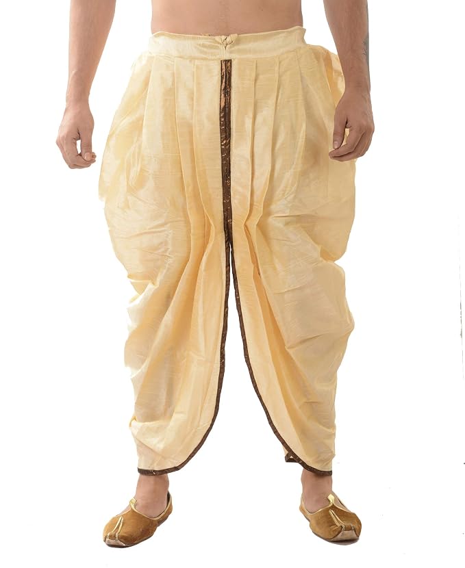 Dupion Silk Dhoti For Mens (Cream)