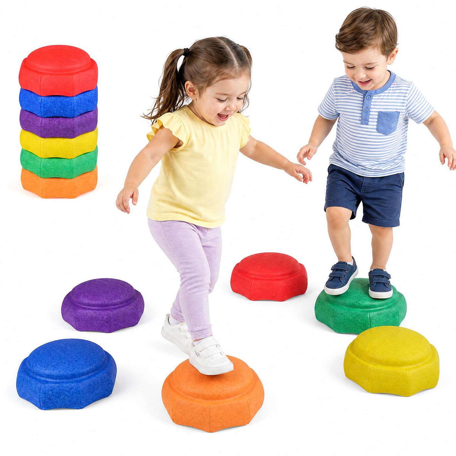 GOPLUS Piedras de Equilibrio para Niños 3+ Años, Carga 80 kg, Multicolor