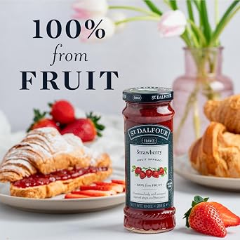St. Dalfour Strawberry Fruit Spread - 10oz - 100% from Fruit, No Artificial Ingredients, Non-GMO, No Cane Sugars, All Natural - Pack of 6