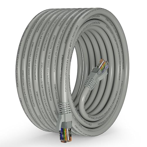 Portronics NetX10 CAT-6 Ethernet Cable 10M, RJ45 to RJ45 LAN Cable, 1000 Mbps Speed, 250 MHz Bandwidth, Copper-Plated Connectors & Copper Clad Wires, Durable PVC Build,for Router,PC,CCTV,Laptop(Grey)