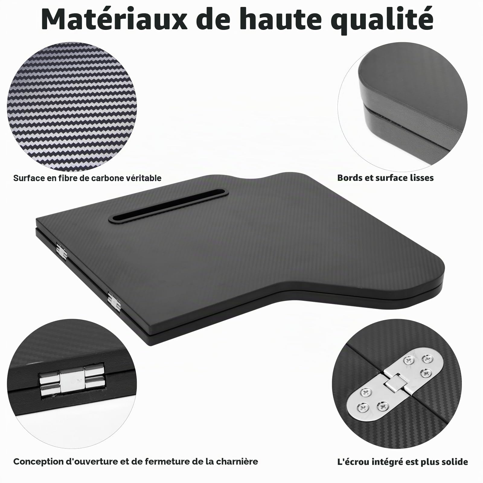 Bureau d'ordinateur Portable de Voiture pour Tesla Model 3 Model Y, Table de Travail Pliable pour Ordinateur Portable, Plateau de Volant, Plateau en Fibre de Carbone pour Travailler, Lire, Manger