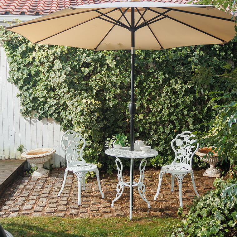 リビングアウト ローズアルミガーデンテーブル&チェア 3点セット グリーン