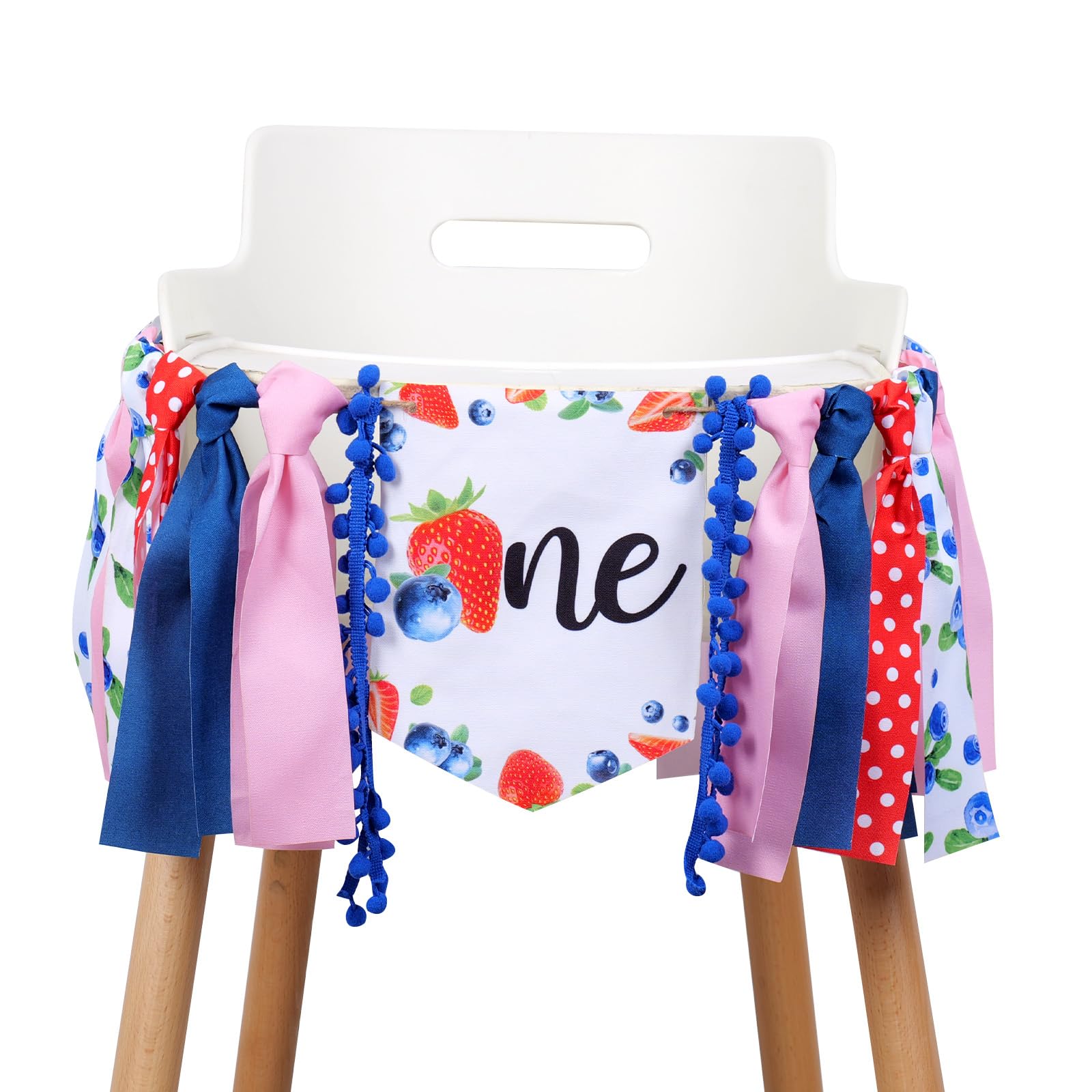 Kreatwow Berry First Birthday Decorations for Girl Berry Sweet One High Chair Banner Strawberry Blueberry First Birthday Supplies Strawberry Blueberry