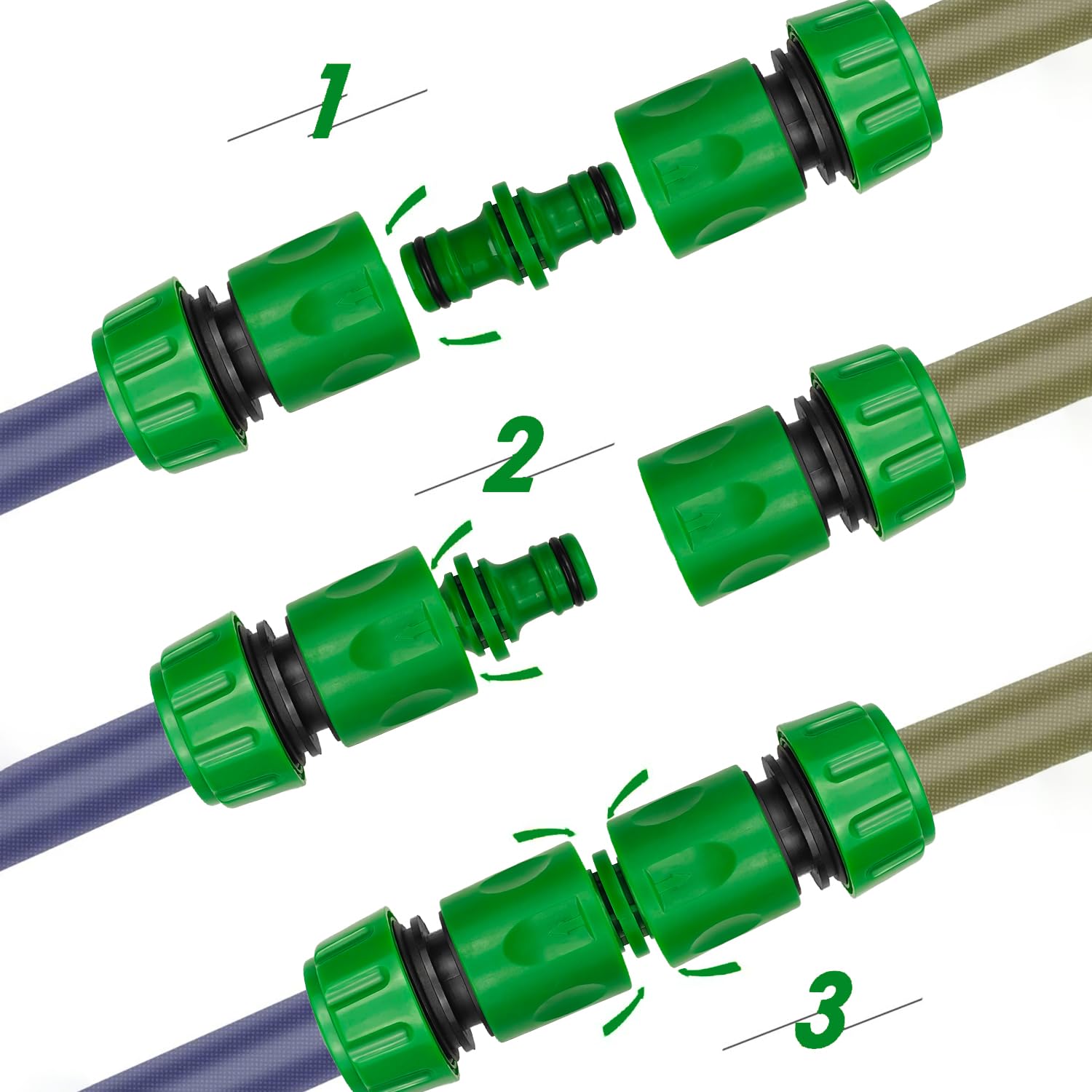 Lot De 2 Raccords Rapides Pour Tuyau D'arrosage - 25 Mm à 12/16/20 Mm - En Plastique - En PVC - Couleur : OD 25 Mm à 16 Mm