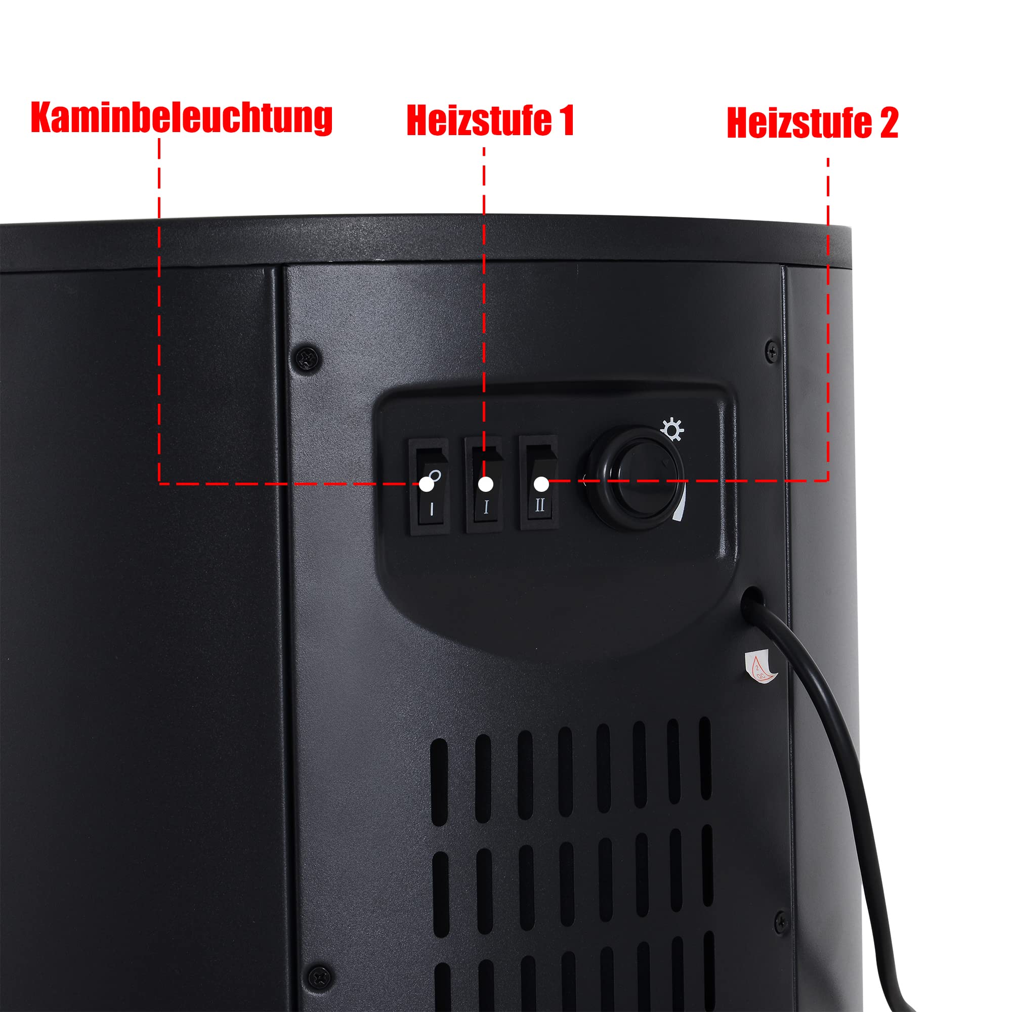 HOMCOM Elektrokamin mit Heizung Elektrischer Kamin 900/2000W Schwarz | Mit LED Flammeneffekt, Dekokamin, Elektrisch Kaminfeuer Kaminofen