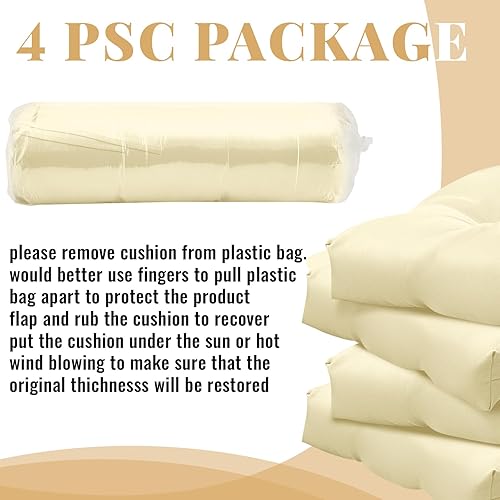 Miniatura 4 de Marsui 4 cojines para sillas de respaldo alto para interiores y exteriores, muebles de patio con lazos, repuesto para todo tipo de clima, cojines