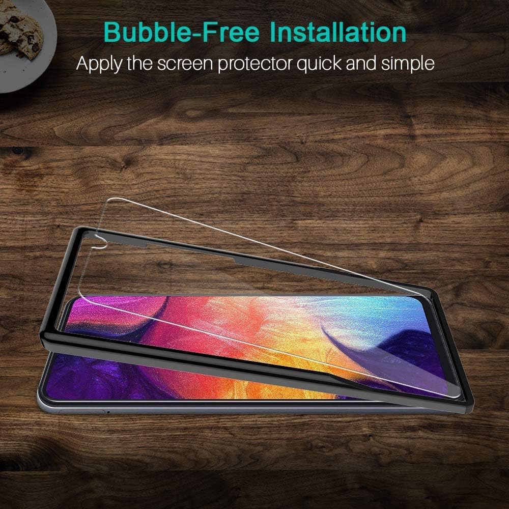 LK 3 Pack Screen Protector Compatible for Samsung Galaxy A50 Tempered Glass - Frame Installation - HD Clear Case Friendly Bubble Free