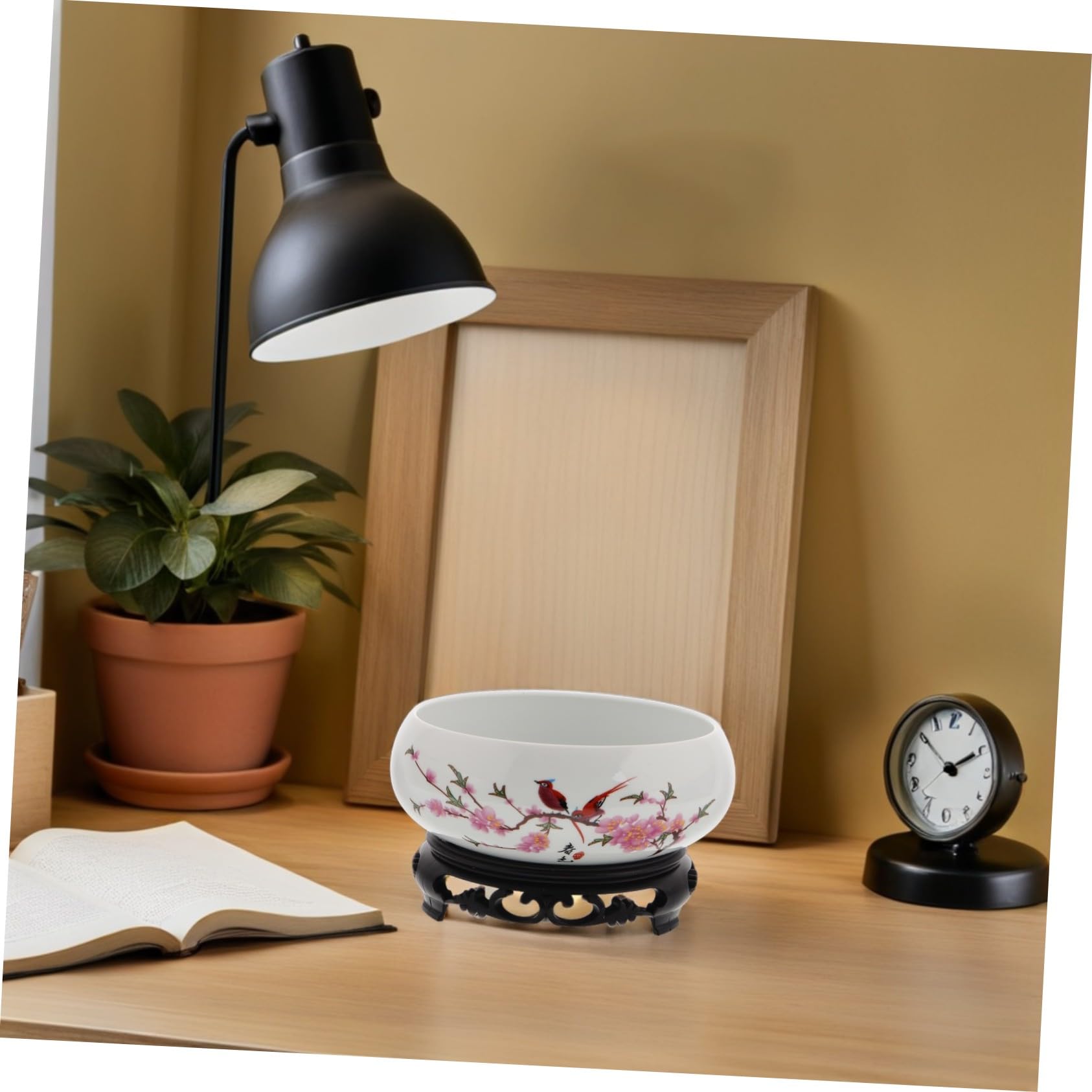ORFOFE Ceramiczna Doniczka Lotosy z Podstawą Stojaka Hydroponiczna Porcelanowa Osłonka Kwiaty bez Otworów Dekoracyjna Do Sukulentów Do Wnętrz i