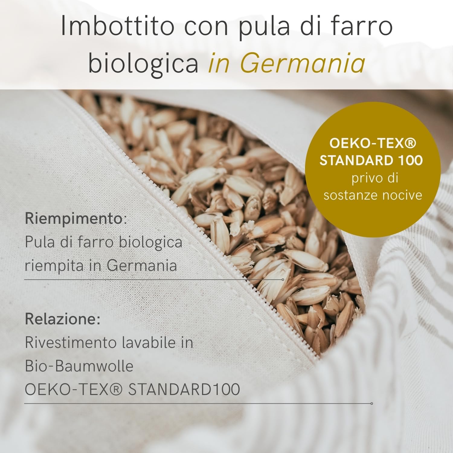 LOTUSCRAFTS Rullo yoga per Yin Yoga, certificato GOTS, rullo con imbottitura in farro, fodera in cotone lavabile, cuscino, cuscino pilates