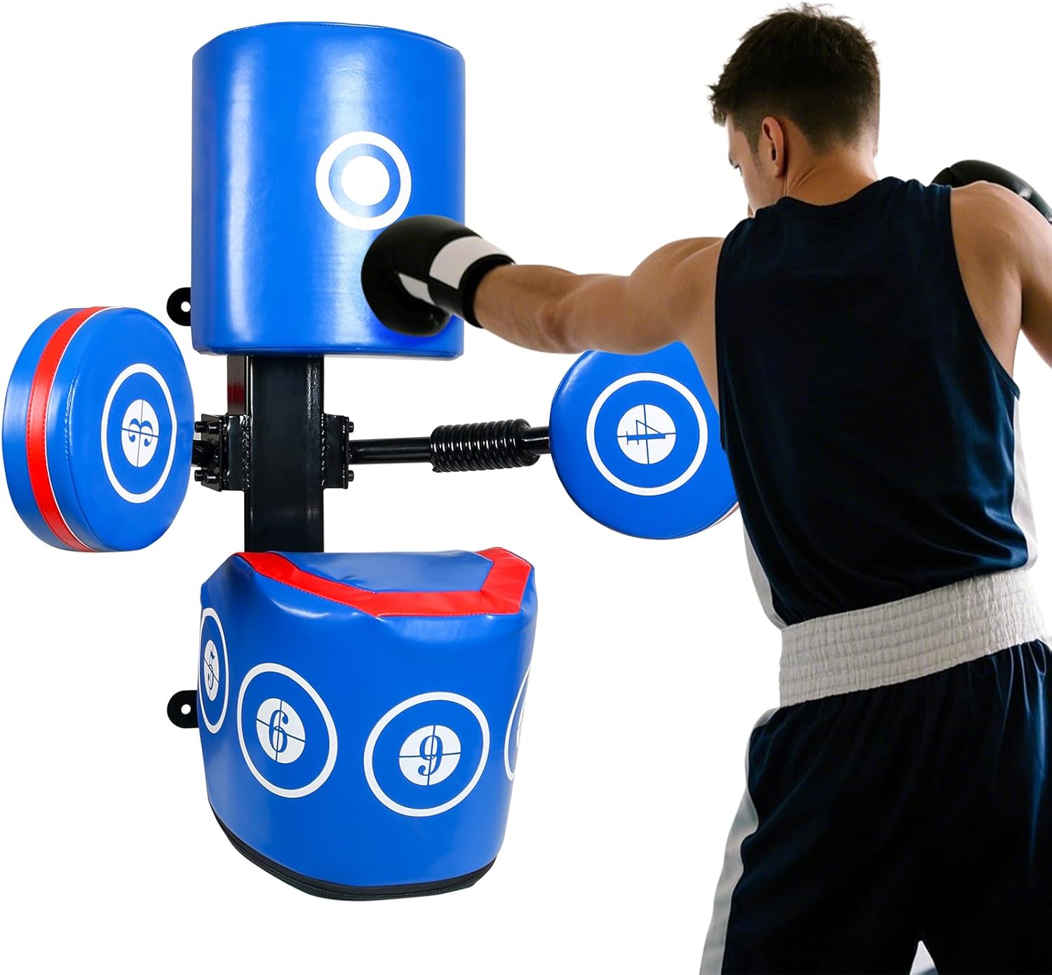 INNOLIFE Multi-Point Sparring EVA Speed Boxing Target Practice Target Columns Rebound Shock Absorption Speed Bar Wall Heavy-Duty Punching Bags Human Battle Target Red Blue