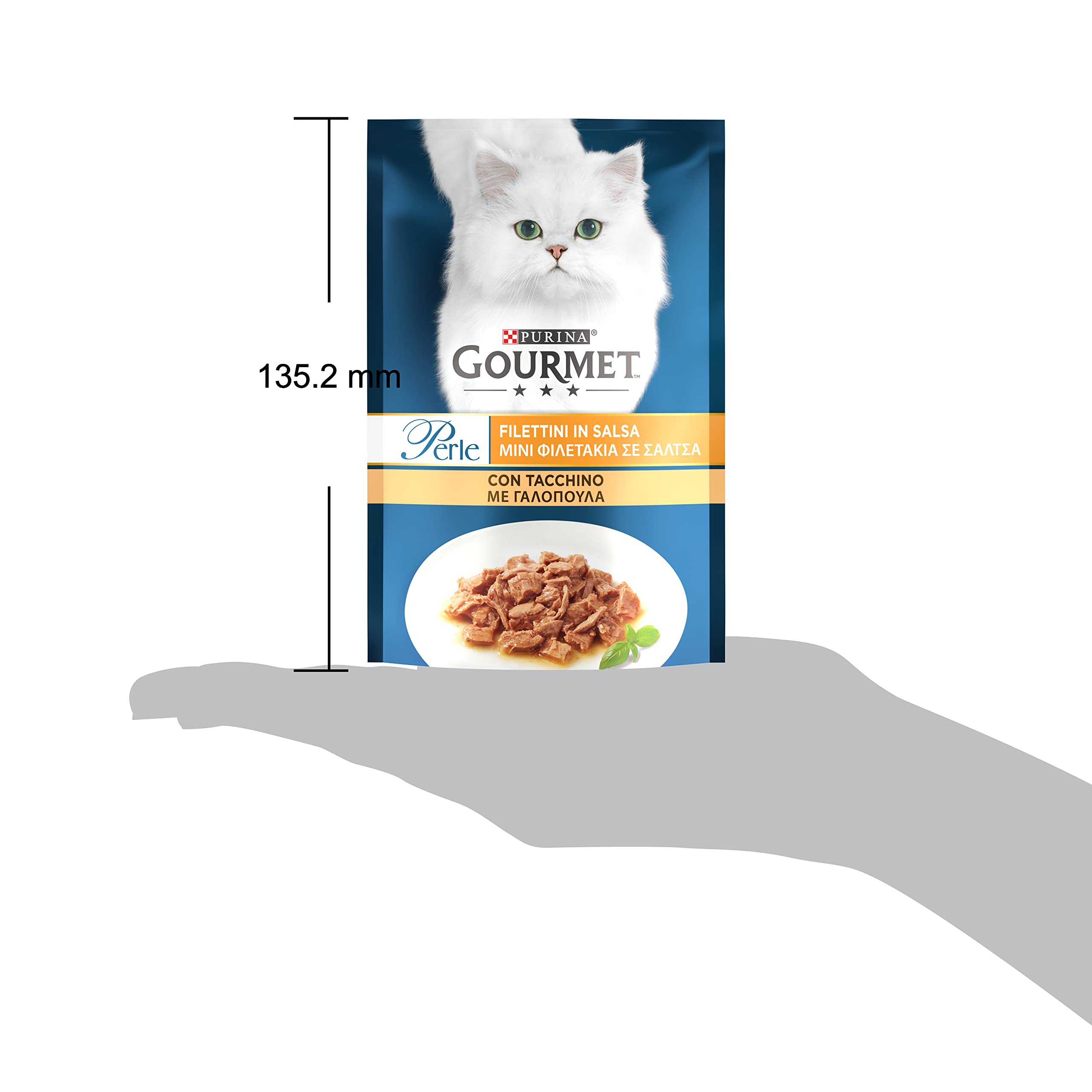 Purina Gourmet Perle Filettini in Salsa Cibo Umido per Gatti con Tacchino, 26 Buste da 85g