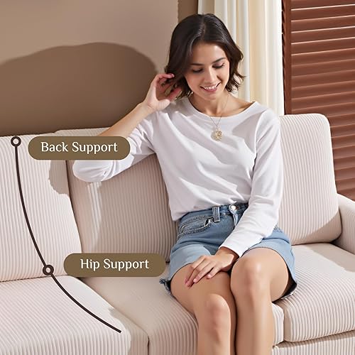 Miniatura 3 de Karl home Sofá modular pequeño en forma de L con almacenamiento movible, otomano, de pana tapizada, con bolsillos laterales para sala de estar,