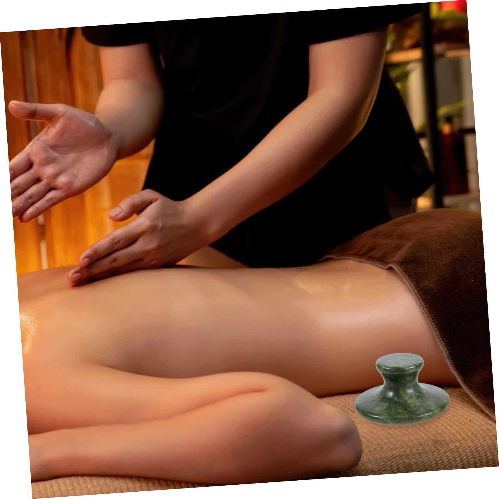 Strumento Gua Sha in Jade a Forma di Fungo, Massaggiatore per Viso e Corpo, Design Ergonomico per Trattamenti Spa Rilassanti