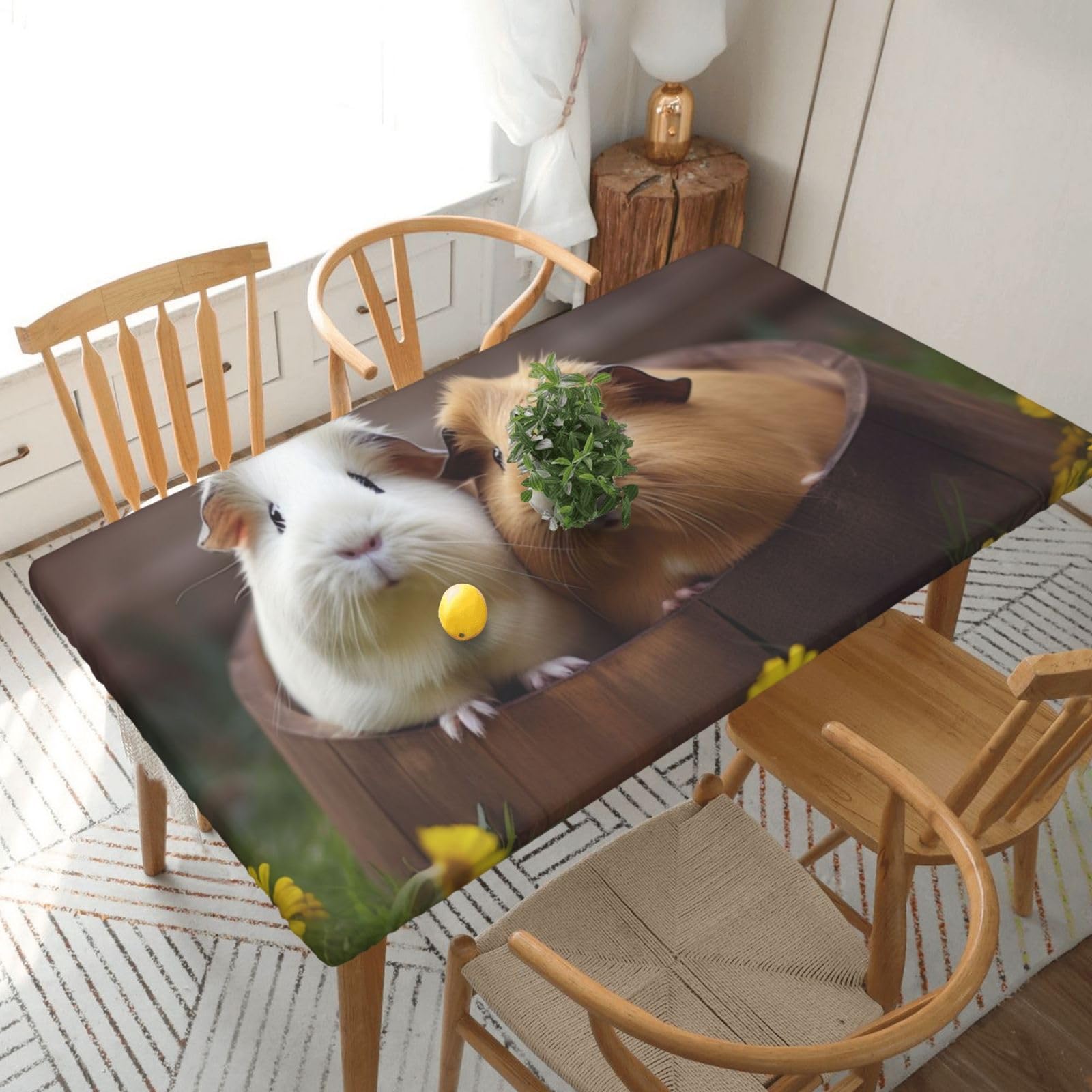 WPKJU Guinea Pigs Printed Tablecloths 5ft Rectangular Table Covers Washable Polyester Decorative Table Cloth for Dining Table Picnic Wedding