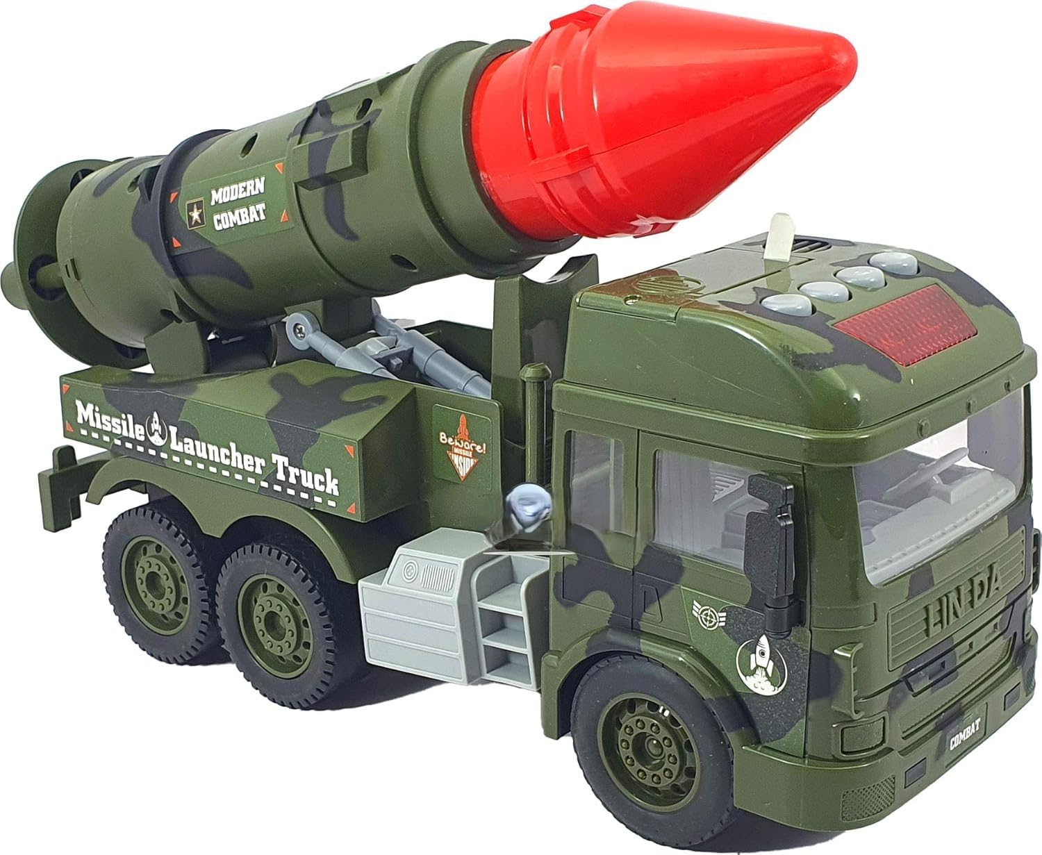 KRIREEN Military Power Missile Launcher Truck Toy - Advanced Missile Military Launcher Friction Power Army Truck Toy with Light & Sound for 3+ Years Old Boys and Girls, Best Gift for kids, (Pack of 1) 3