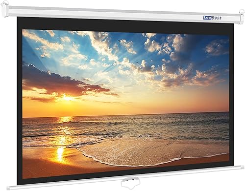 Pantalla de proyector blanca desplegable manual de 82 pulgadas, 169, 1.2 ganancia retráctil con bloqueo automático 4K 8K 3D Ultra HD para cine en