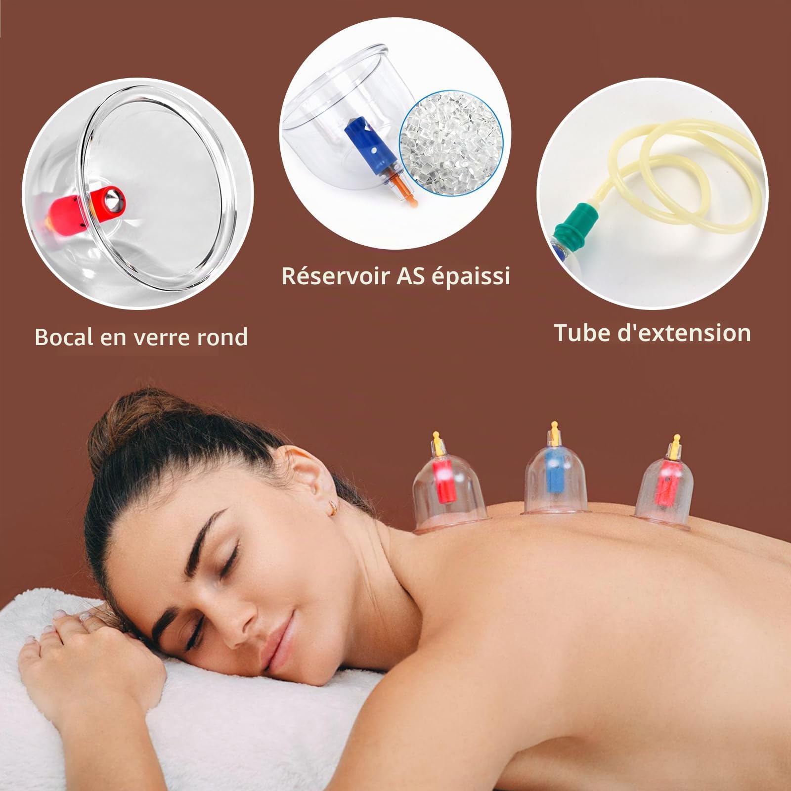 Ensemble De Thérapie Par Ventouses,24 Pièces Ventouses Chinoises,Ventouses Biomagnétiques,Set D'Aspiration Cupping Acupuncture,Pour Thérapie Corporelle,Soulager Douleurs Fatigue