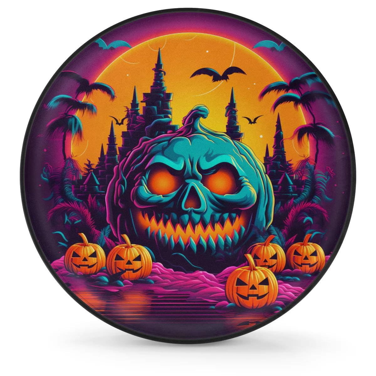 Spare Tire Cover for RV Trailer, Halloween Pumpkin Tire Covers Universal Fit for Travel Trailer Camper Jeep RV SUV Truck Waterproof Wheel Cover (14 inch for Diameter 25” - 27”),A-1026